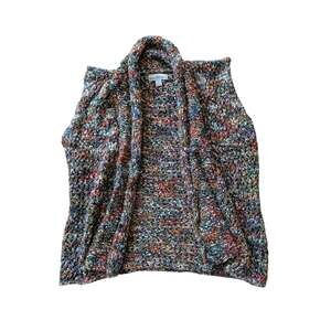 Wind River Women’s Open Front Sweater Vest Size Large Multicolor Marled Chunky
